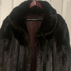 Elegant Brown/Black full length faux Fur Coat size Large/xl